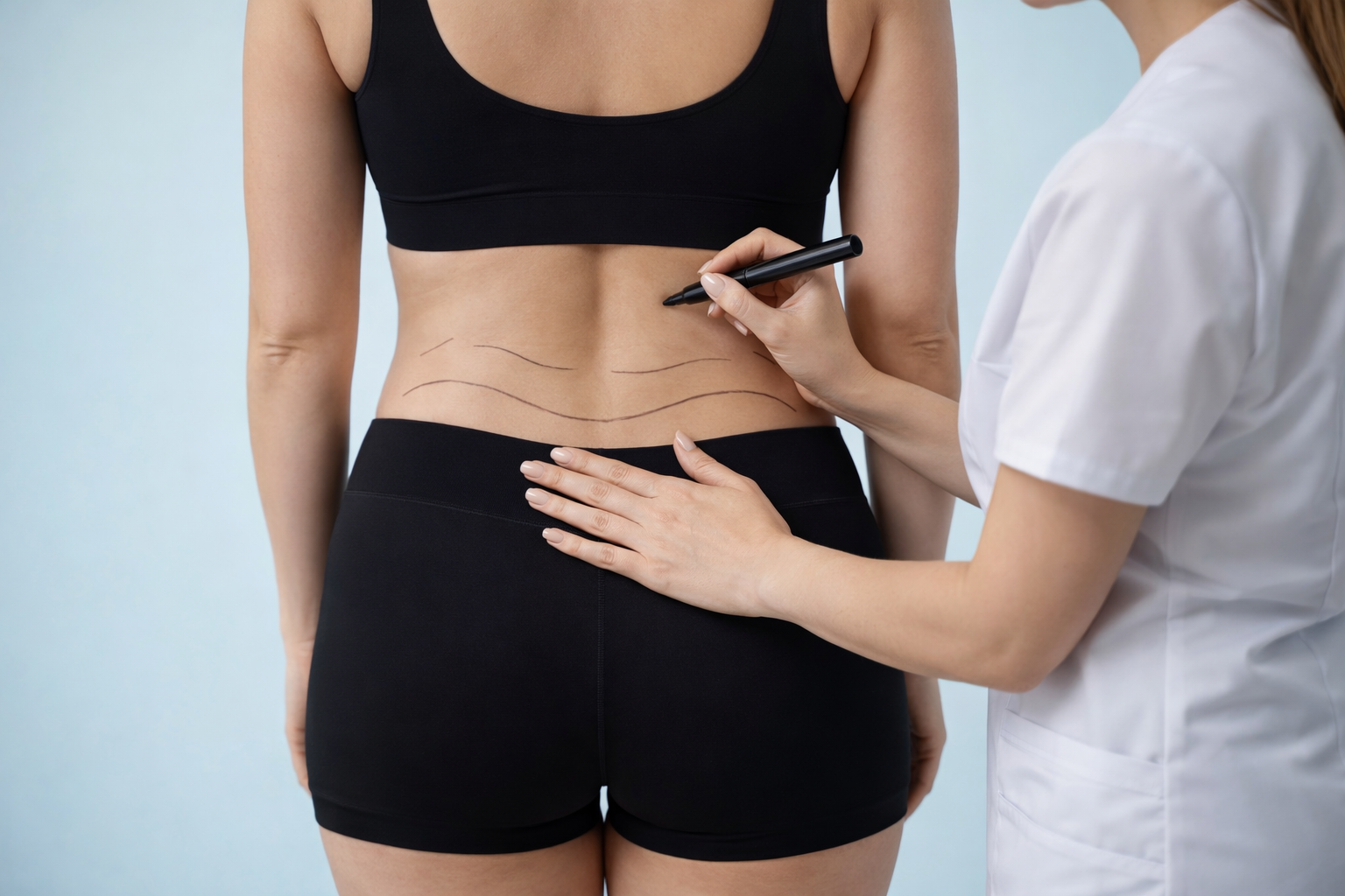 Body areas that benefit most from lipolysis — abdomen, flanks, thighs, arms